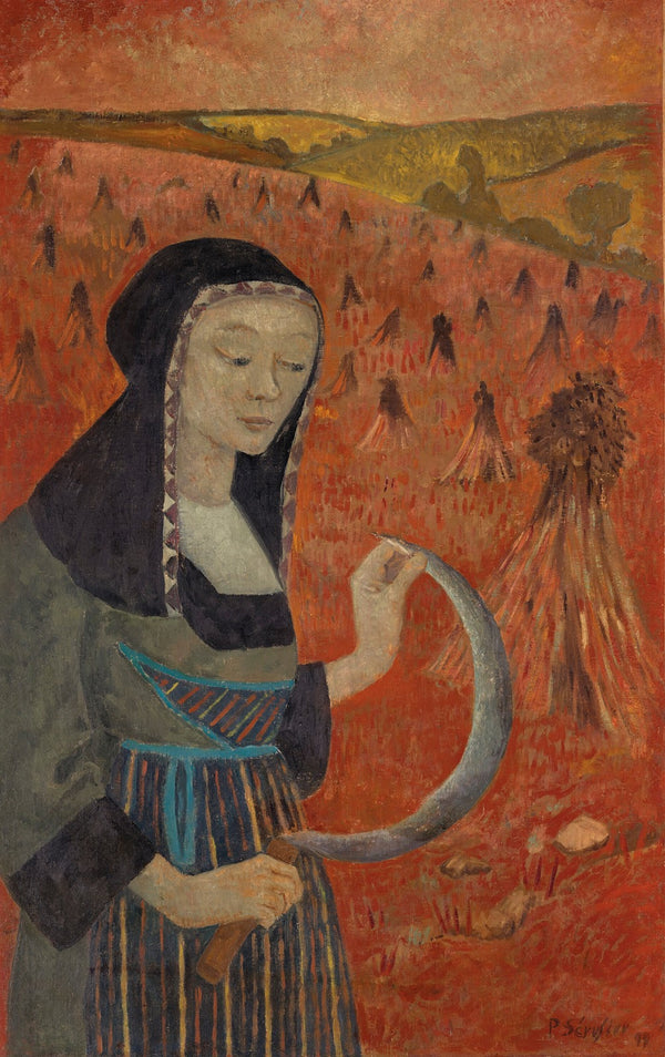 Bretonne à la faucille dans un champ de blé noir 1899