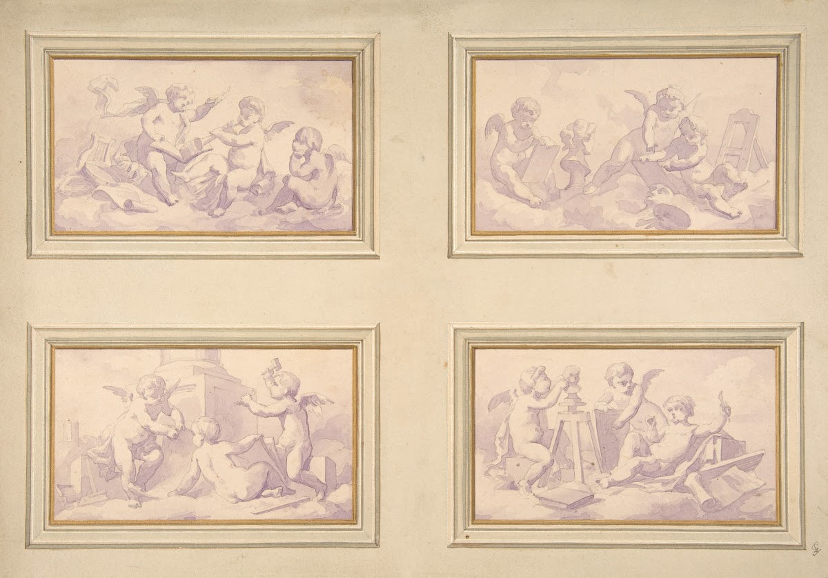 Designs featuring the allegories of the arts 19th Century