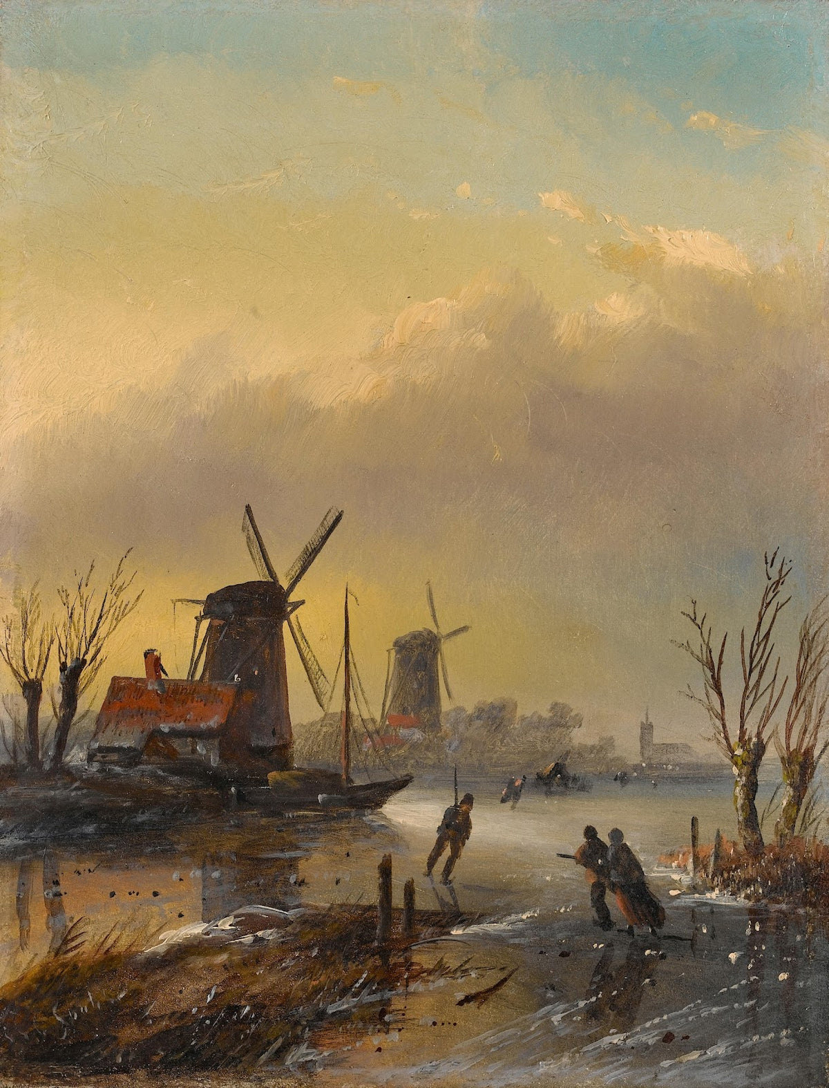 Figures on a Dutch frozen waterway