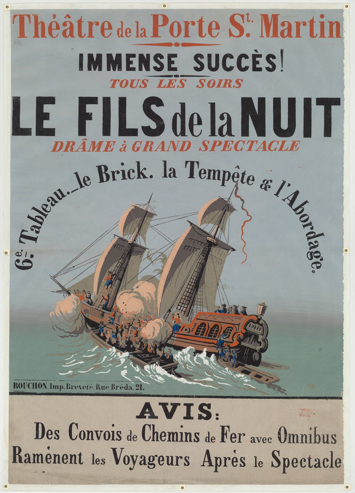 BThéâtre de la Porte St Martin Le Fils de la nuit Drame à grand spectacle 1856