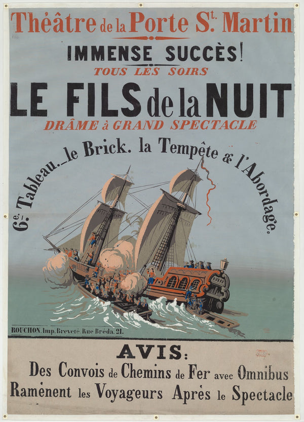 BThéâtre de la Porte St Martin Le Fils de la nuit Drame à grand spectacle 1856