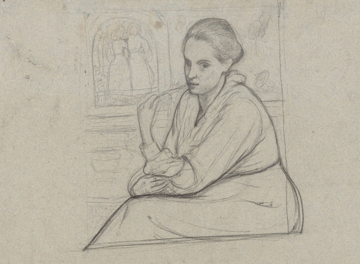 Portret van Henriëtte Roland Holst van der Schalk zittend bij een voorstelling m