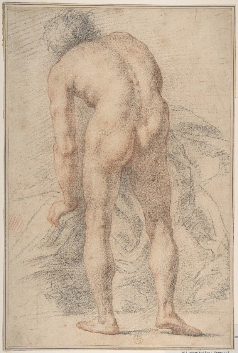 Nude Male Figure Rear View 18th century