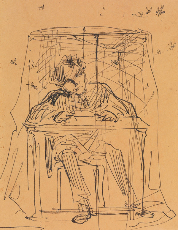Man at Table beneath Mosquito Net from Sketchbook 185455