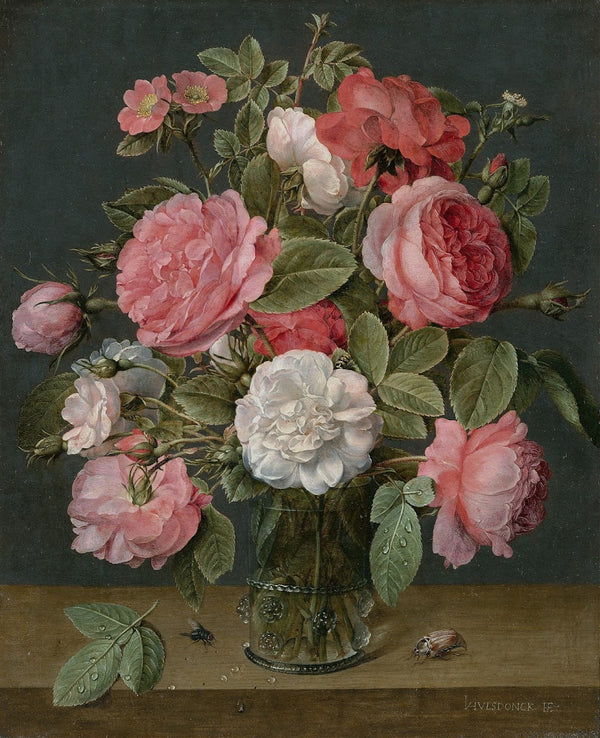 Roses in a Glass Vase c 1640   1645