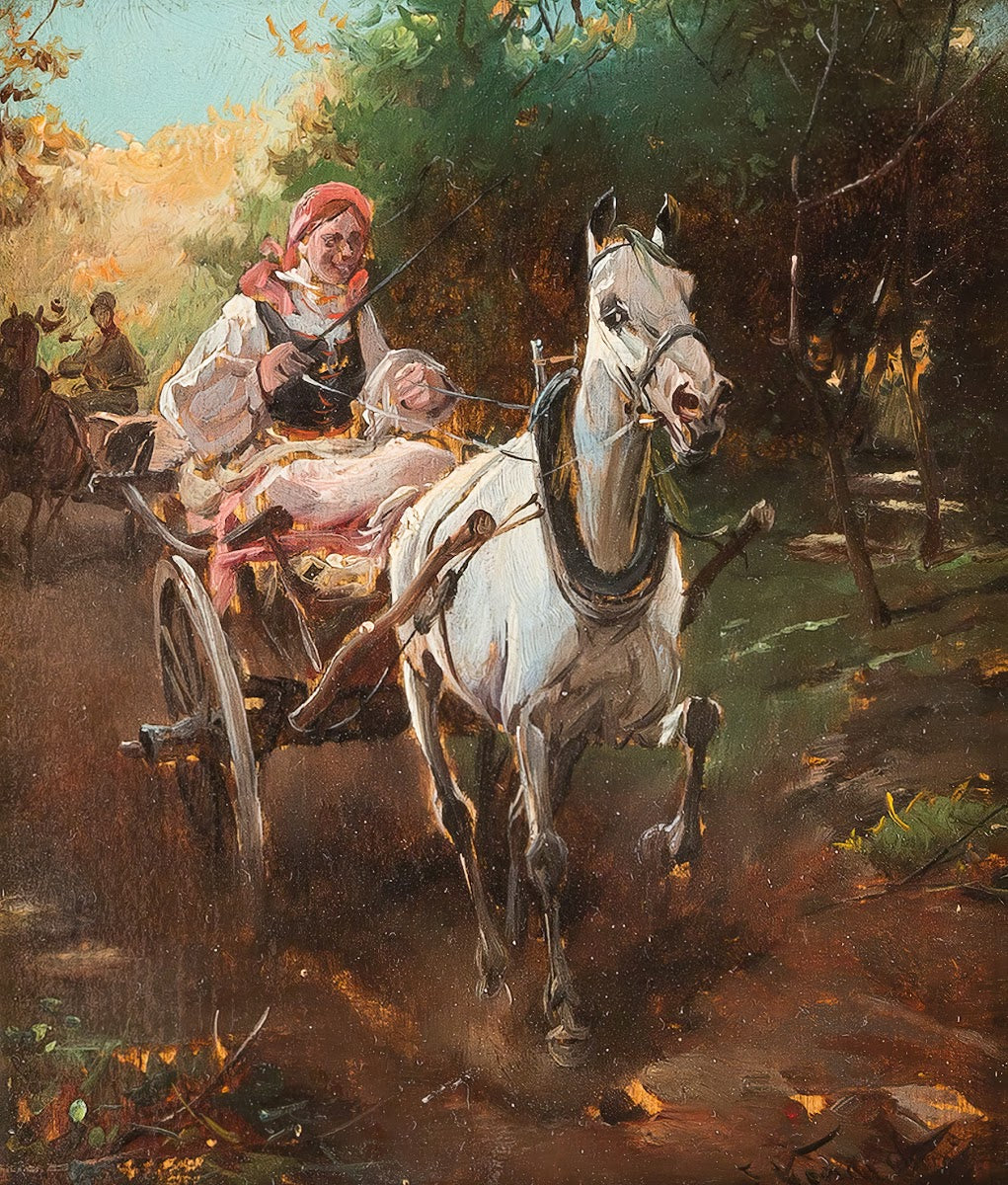 Country woman on sulky