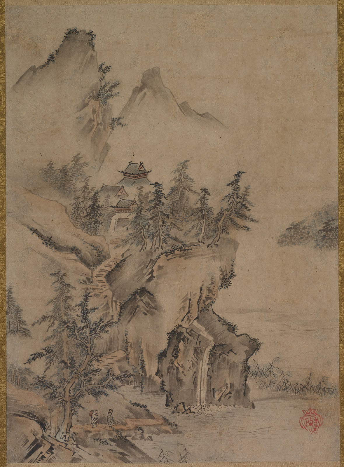Chinese Literatus Traveling to a Mountain Temple late 1500s