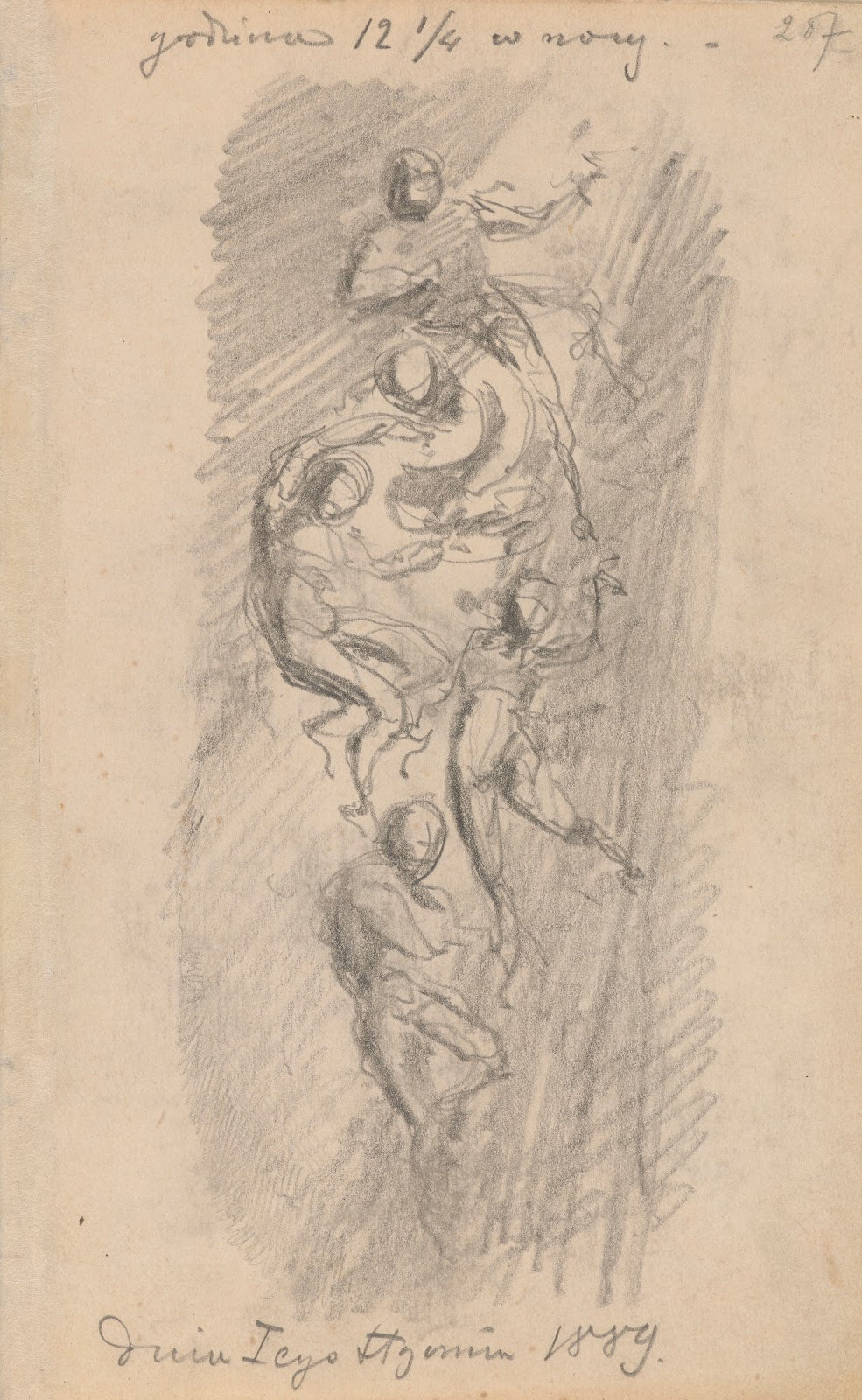 Human figures hovering in the skies 1889