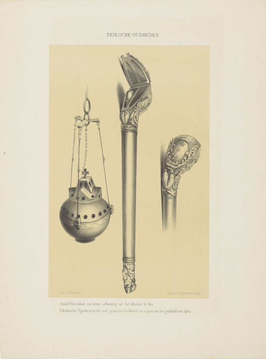 Antiek Wierookvat van brons afkomstig uit het klooster te Nes 1872