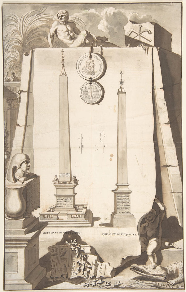 A View of Two Obelisks One in the Vatican and the Other on the Esqualine Hill be