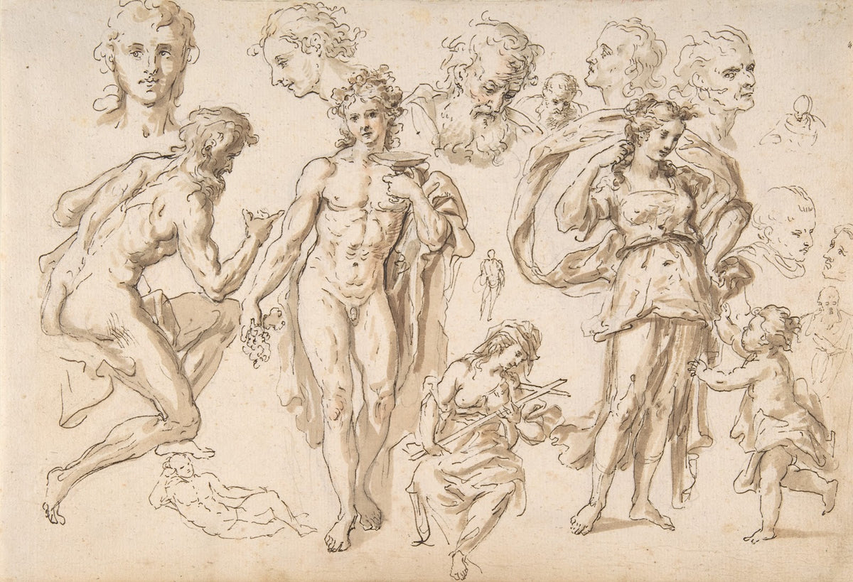 figure and head studies including Bacchus 17451815