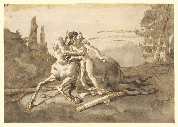 Centaur Embracing Nymph in a Wild Landscape ca 177191