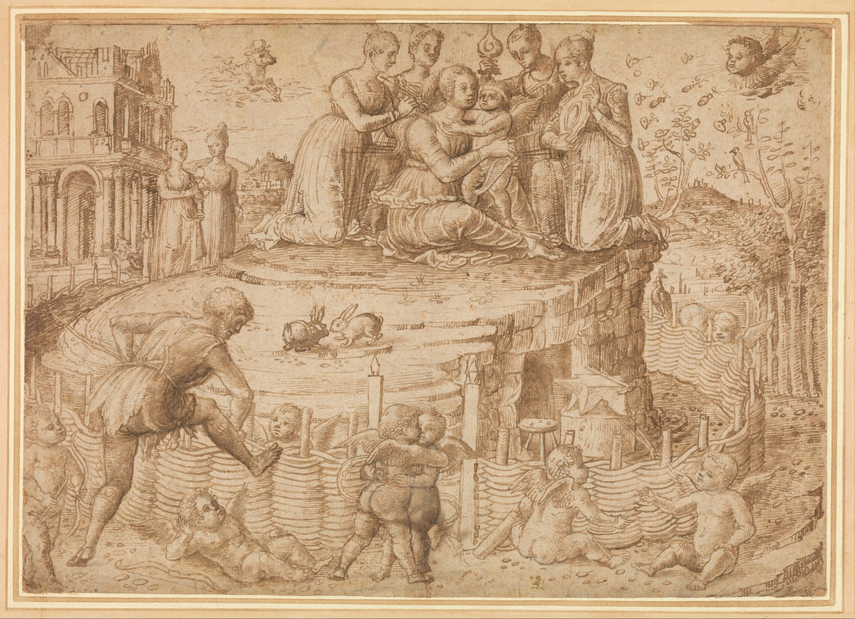 Vulcan Building a Fence Around the Mount of Venus late 15th century