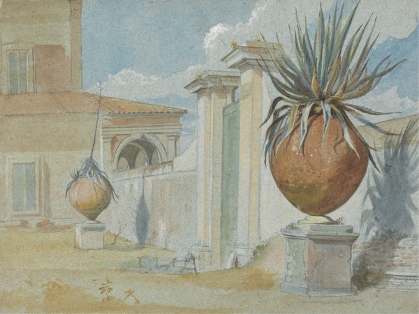 Villa Massimi Rome Gateway Flanked by Palms in Large Earthware Jars