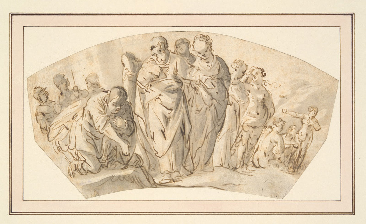 Lot and his family leaving Sodom