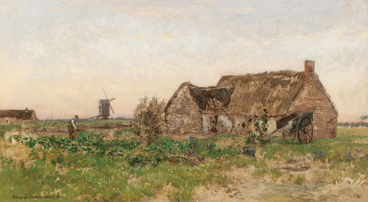 Bauernhäuser mit Windmühle 1888