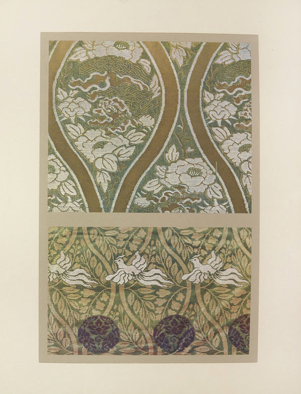 Dragons et pivoines  feuillages et oiseaux au vol 1913