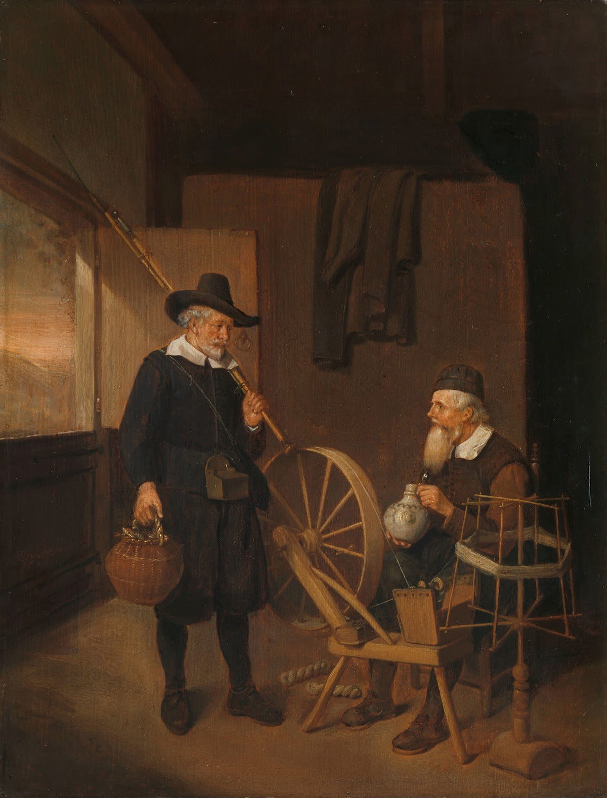 Interior with Fisherman and Man beside a Bobbin and Spool 1663