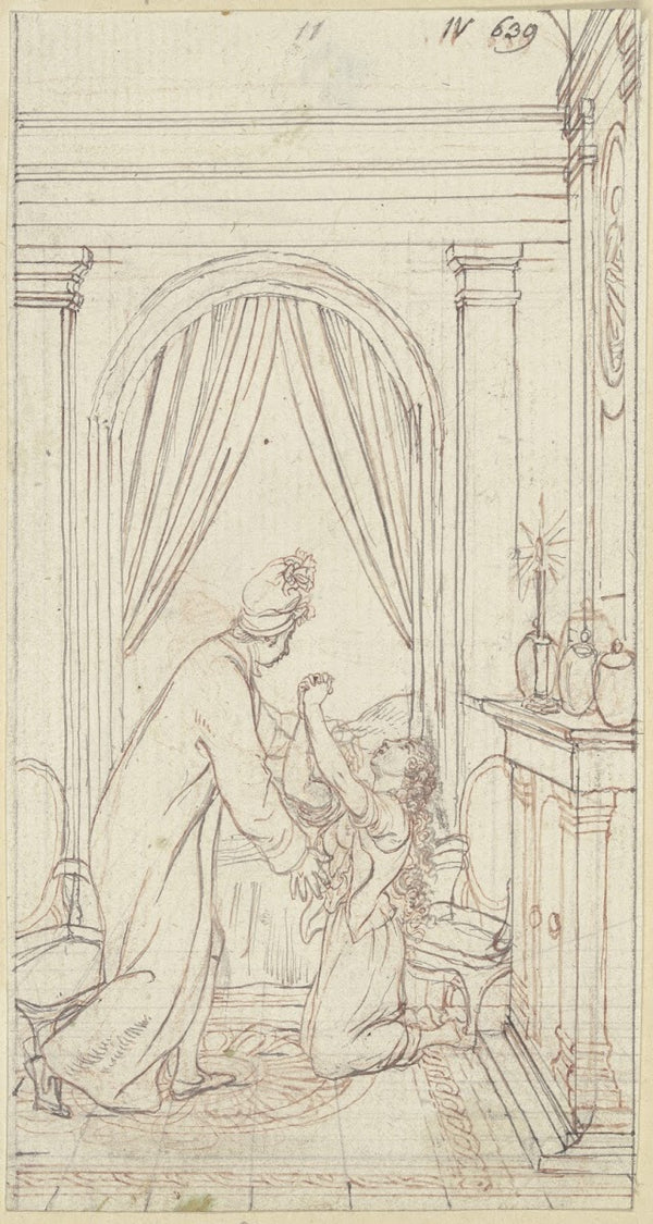 Clarissa kneels to the right ca 1796