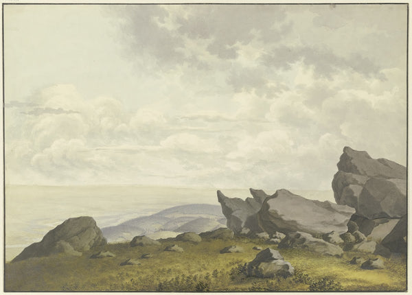 Blick durch Felsen auf dem Feldberg im Taunus nach Reifenberg und in die Mainebe