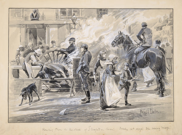 Roasting oxen in the streets of Stratford on Avon October 12th 1895 the Hiring M