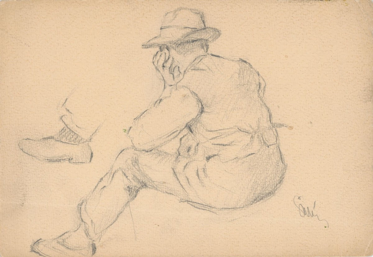 Study of a Seated Villager with Proped up Hand