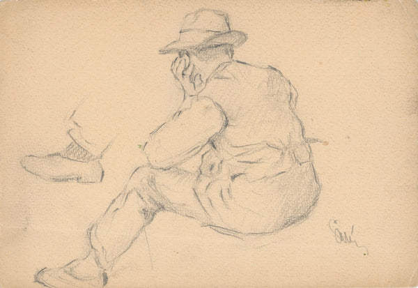 Study of a Seated Villager with Proped up Hand